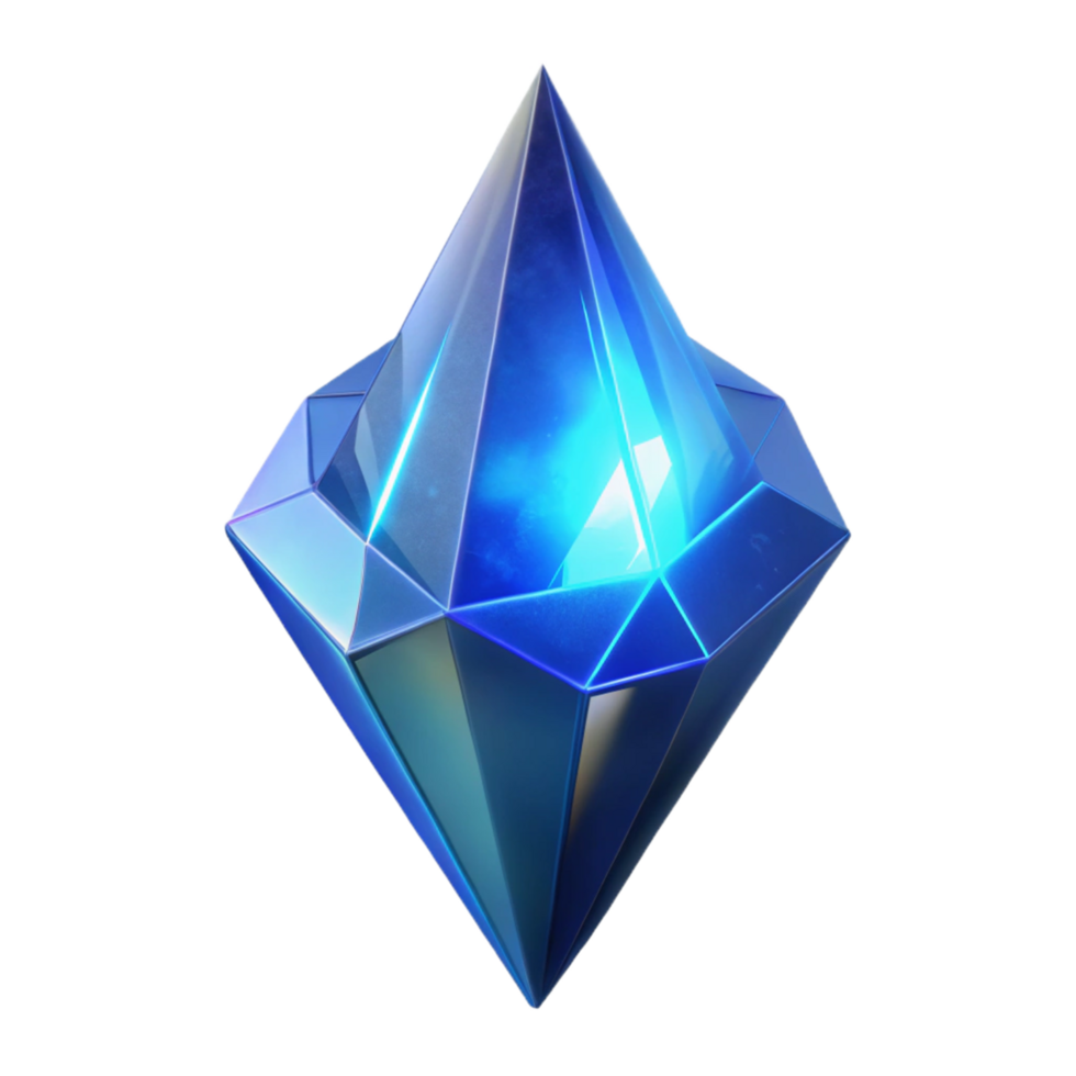 Luminous Blue Gem A 3D Render of a Sparkling Crystal png