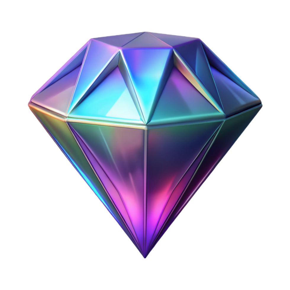 Iridescent Gem A 3D Render of a Multifaceted Crystal png