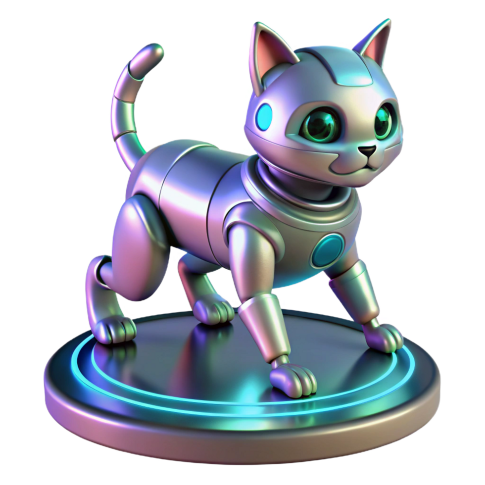 Cybernetic Cat Robot 3D Render png