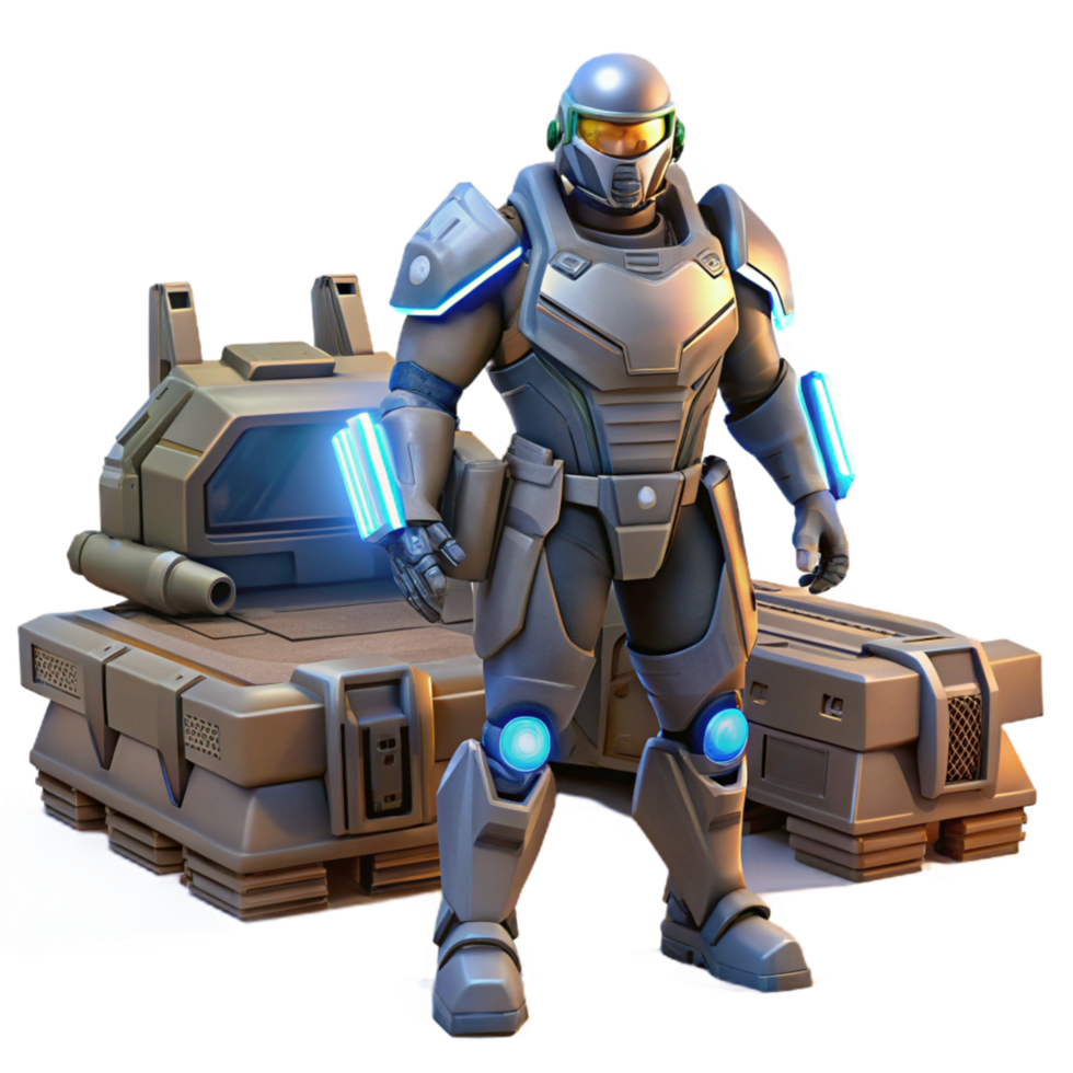 Futuristic Soldier with Armored Vehicle png