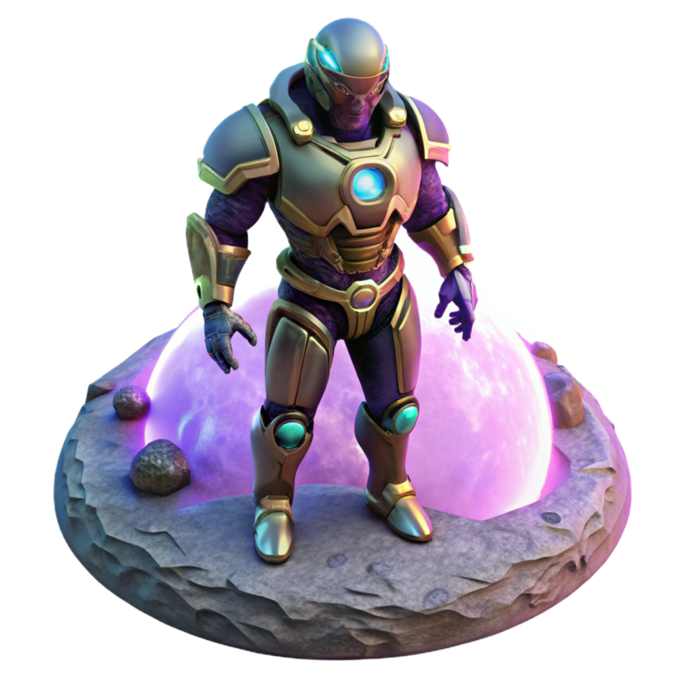 Cybernetic Space Warrior on Alien Planet png