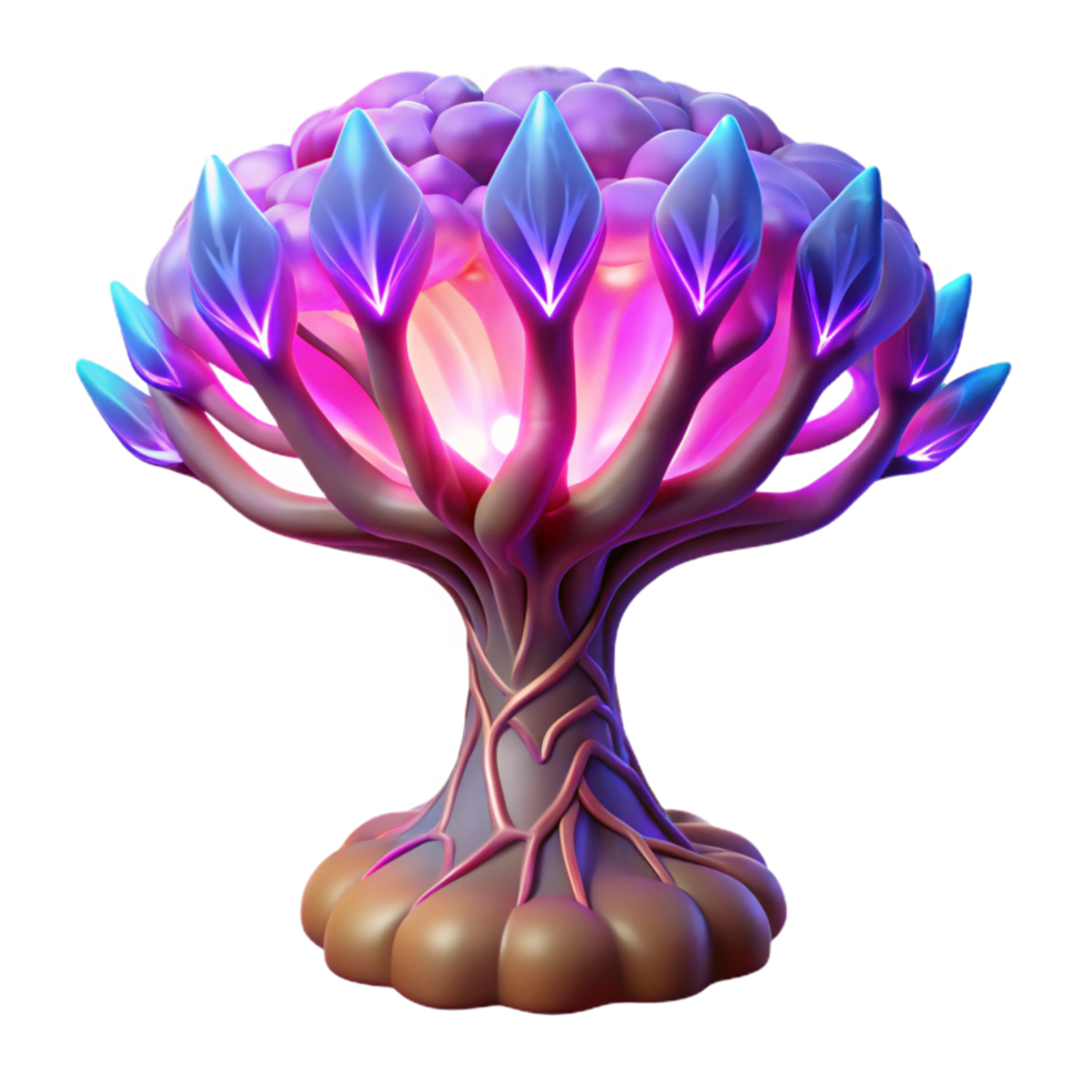 Glowing Fantasy Tree 3D Render of Illuminated Flora png