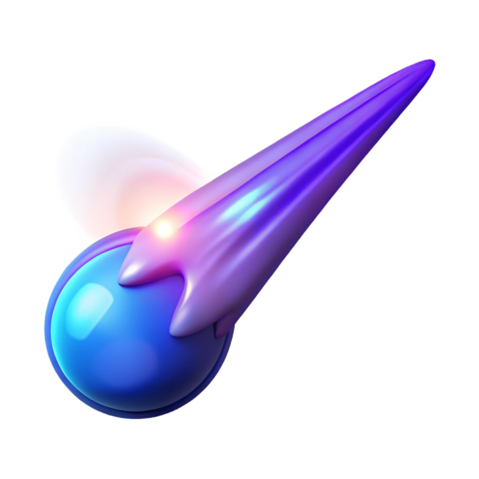 Abstract 3D Render Glowing Purple Comet and Orb png