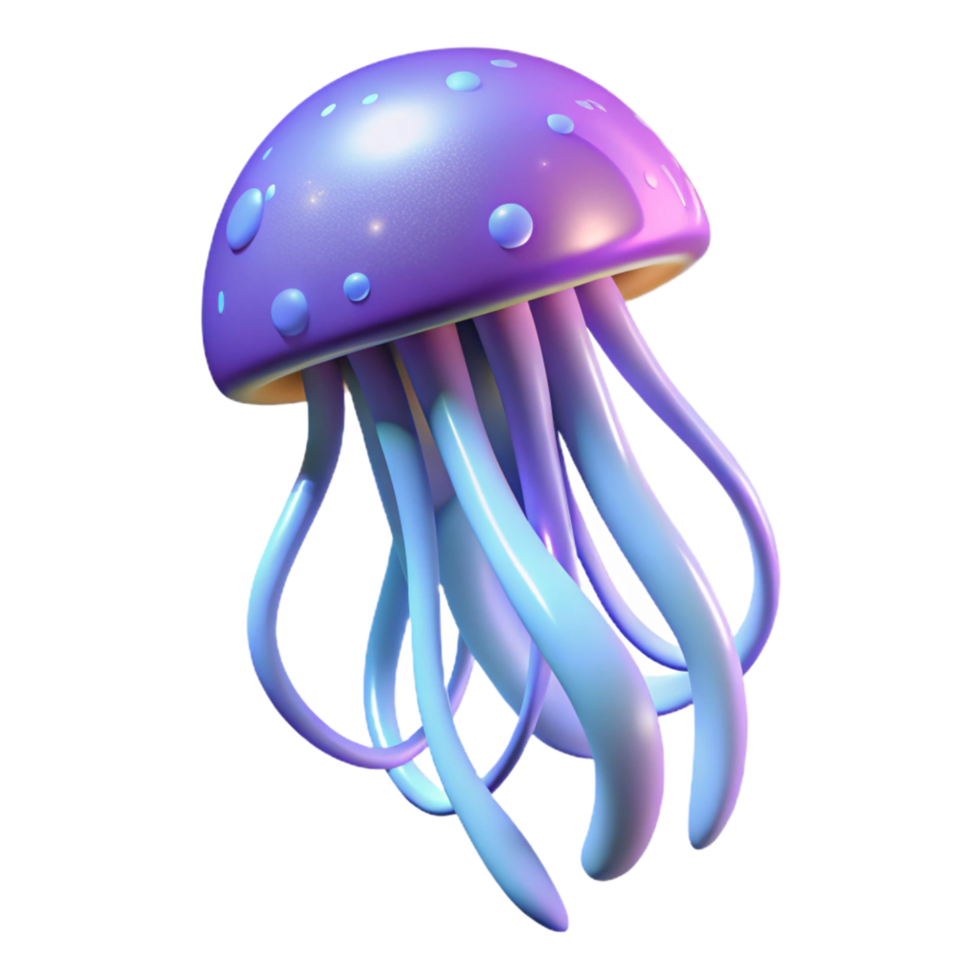 3D Render of a Colorful Jellyfish with a Smooth, Shiny Surface png