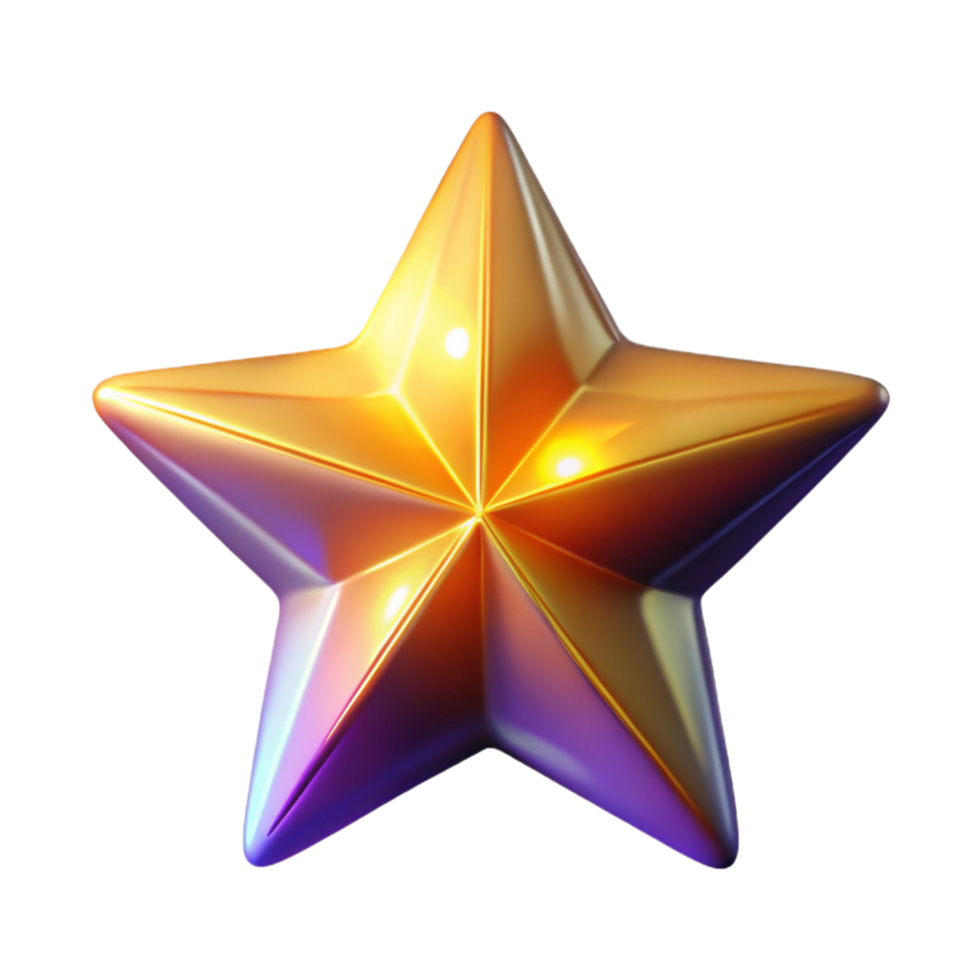 Luminous Golden Star 3D Render of a Shiny, Five-Pointed Star png