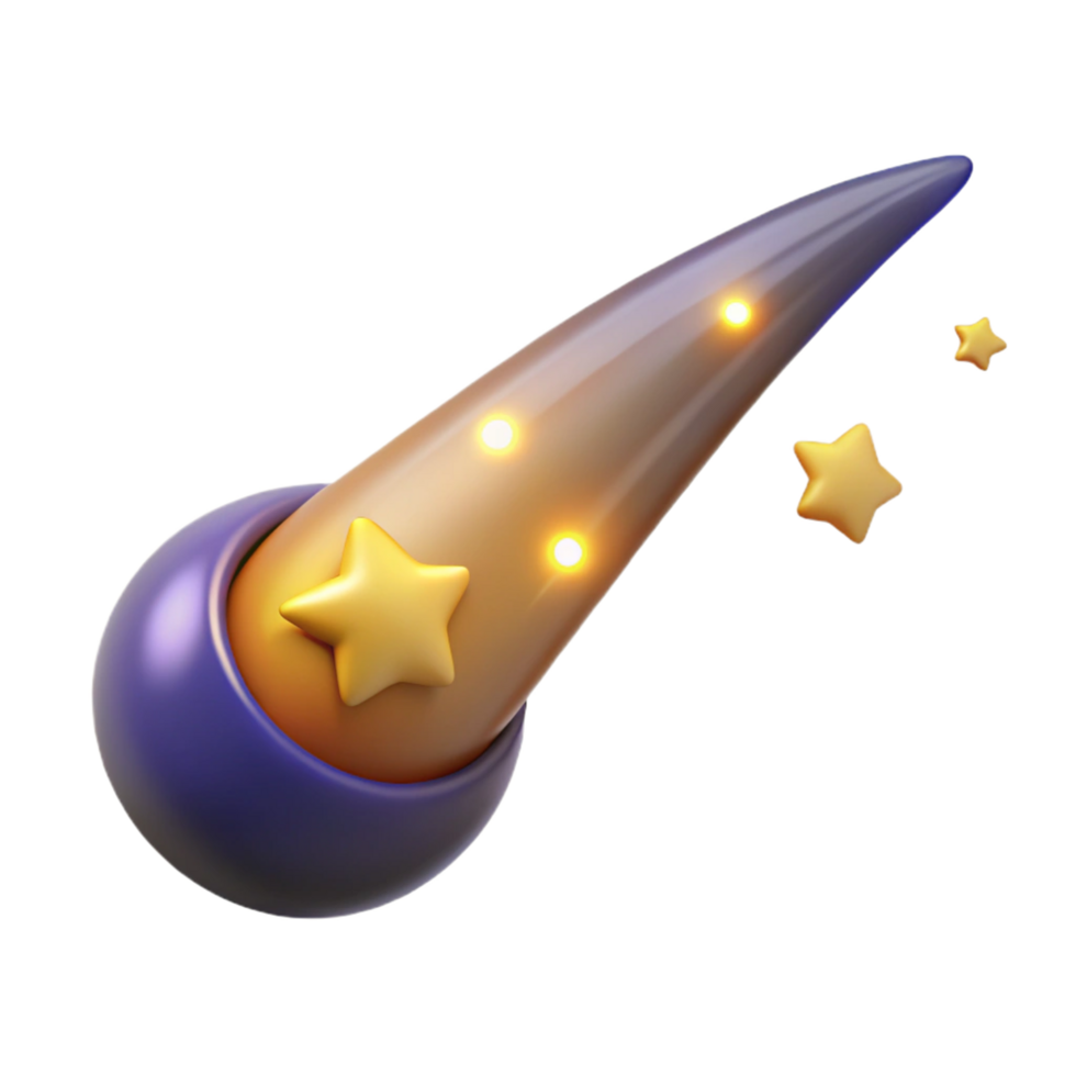 Glowing Comet with Stars 3D Render of Celestial Object png