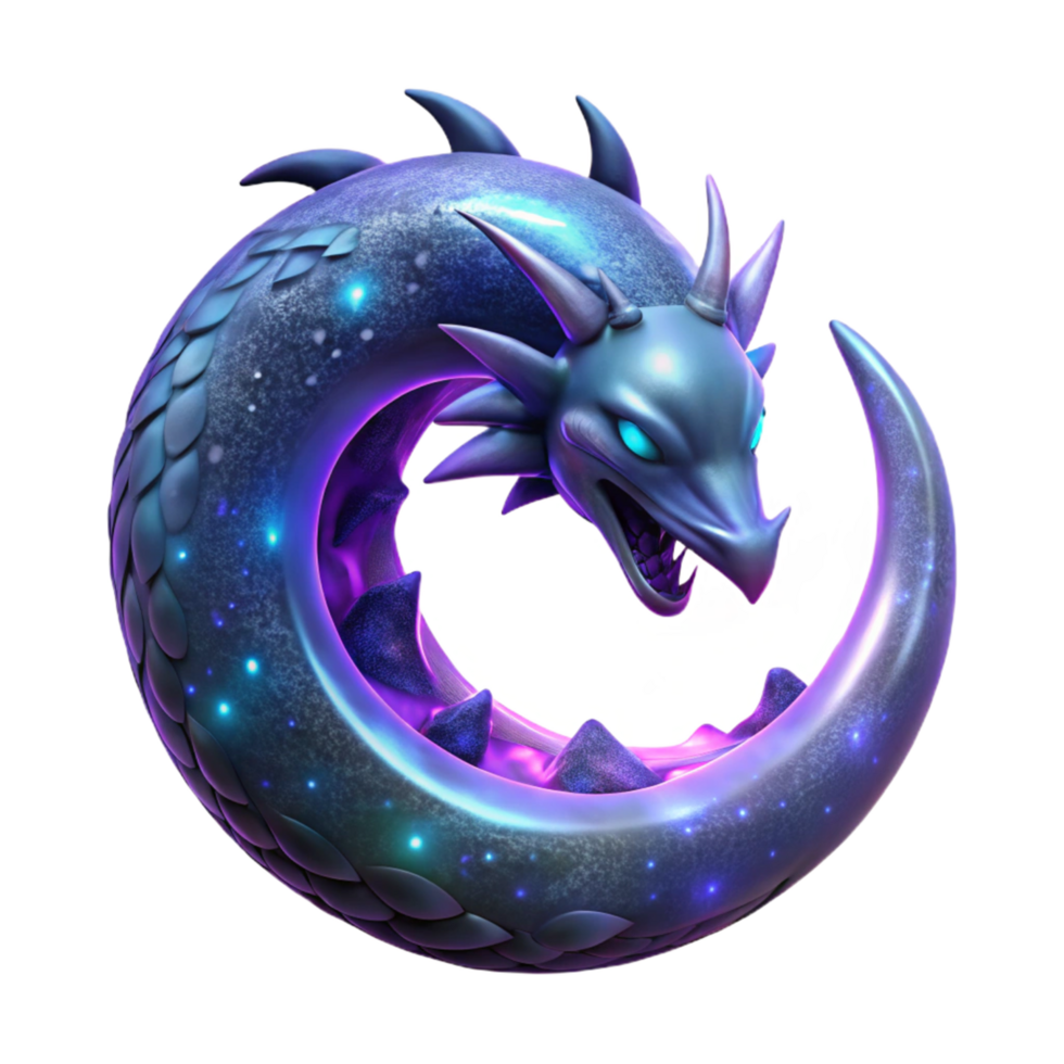 Glowing Cosmic Dragon in Circular Form png