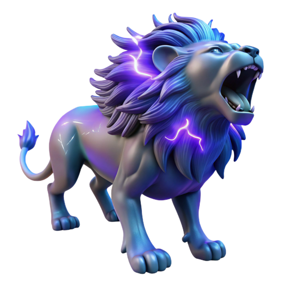 Electric Lion 3D Render png