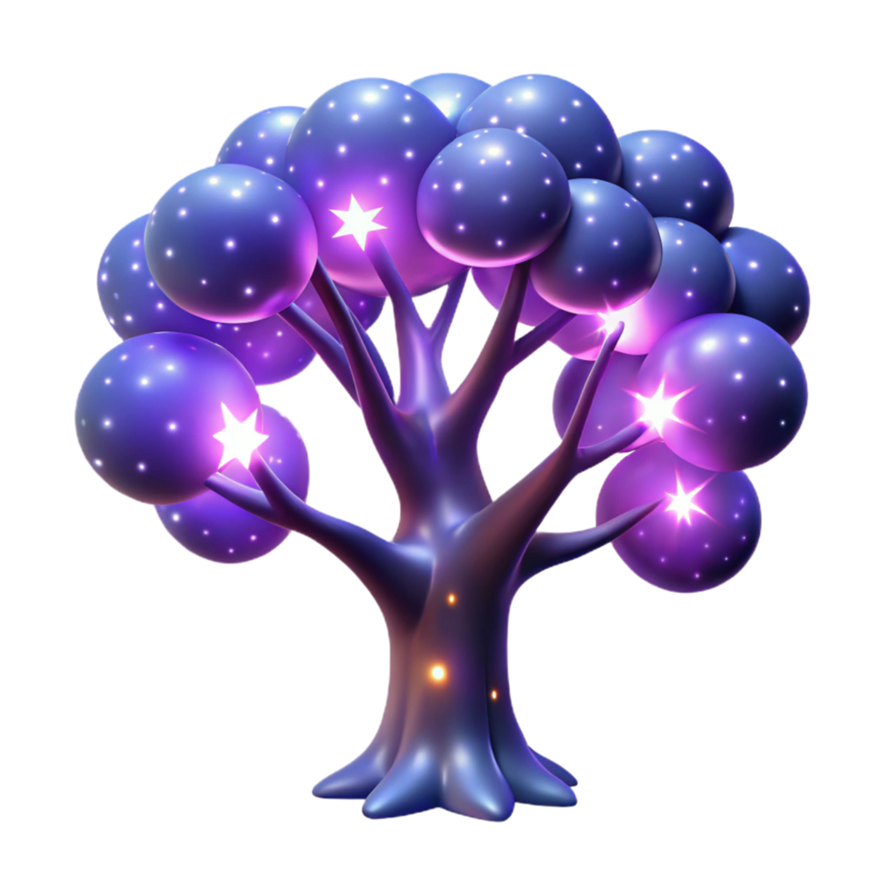 Glowing Orb Tree 3D Render png