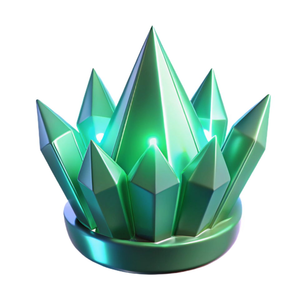 Luminous Green Crystal Crown A 3D Render of a Sparkling Gemstone Regalia png