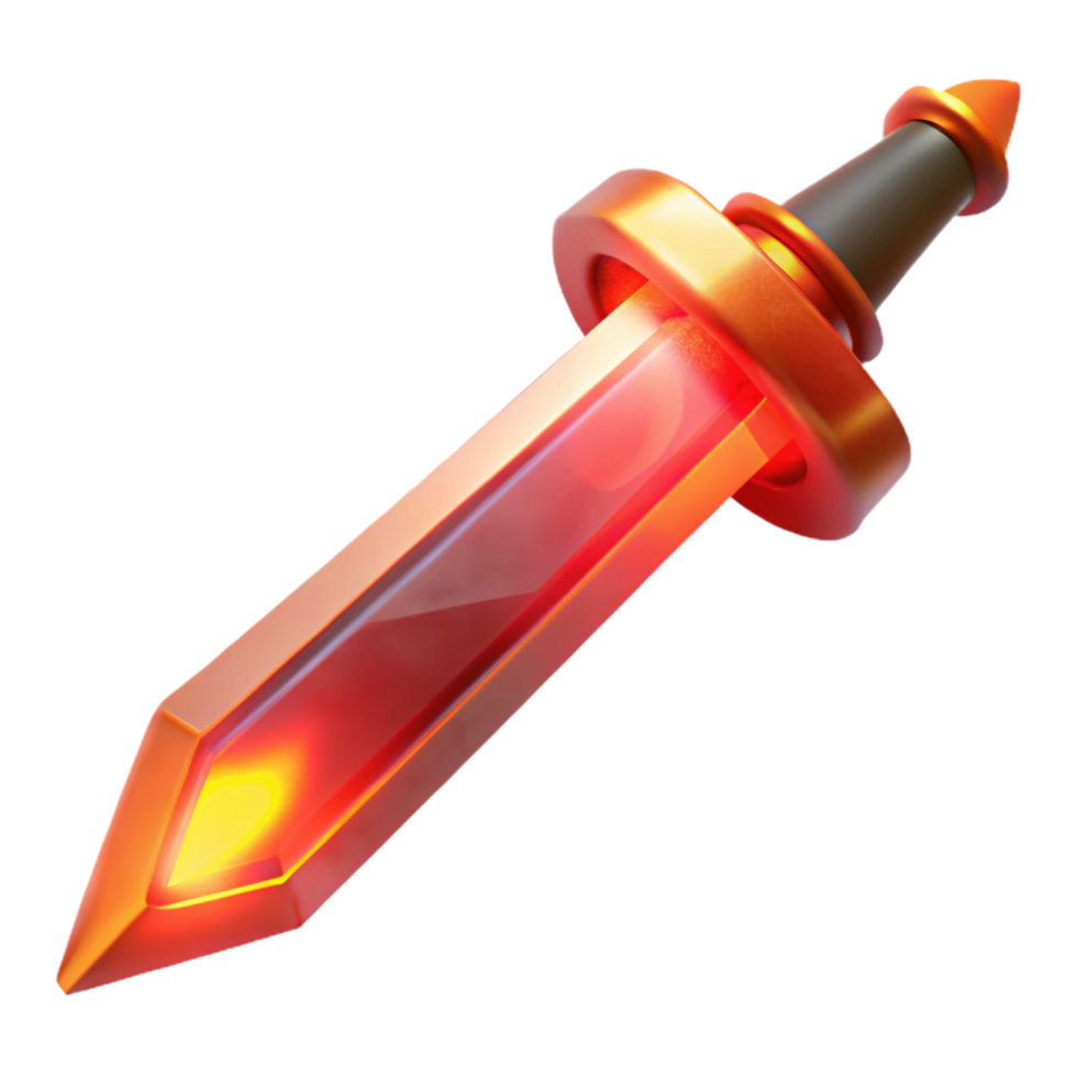 Glowing Red Crystal Dagger 3D Render of Fantasy Weapon png