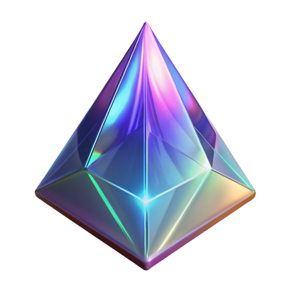 Iridescent Pyramid 3D Render png