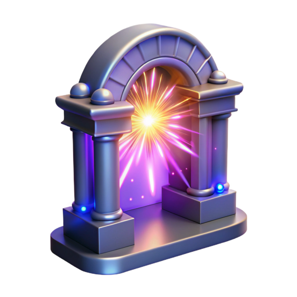 Luminous Archway A 3D Render of a Glowing Portal png