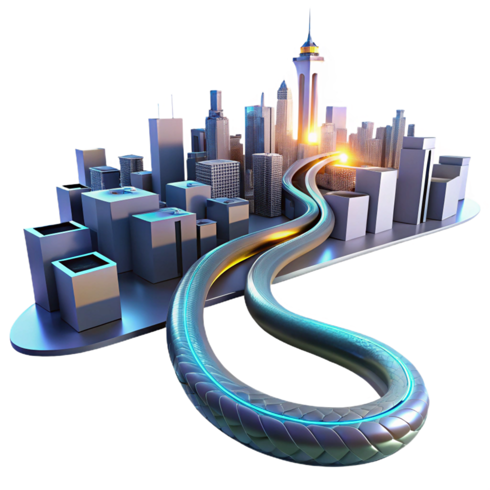 Futuristic Cityscape Advanced Infrastructure and Network Connectivity png