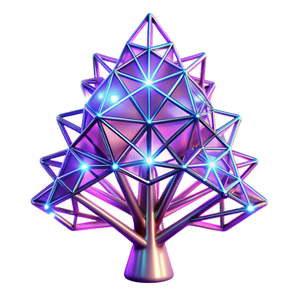 Abstract Geometric Tree Illuminated Polygonal Structure png