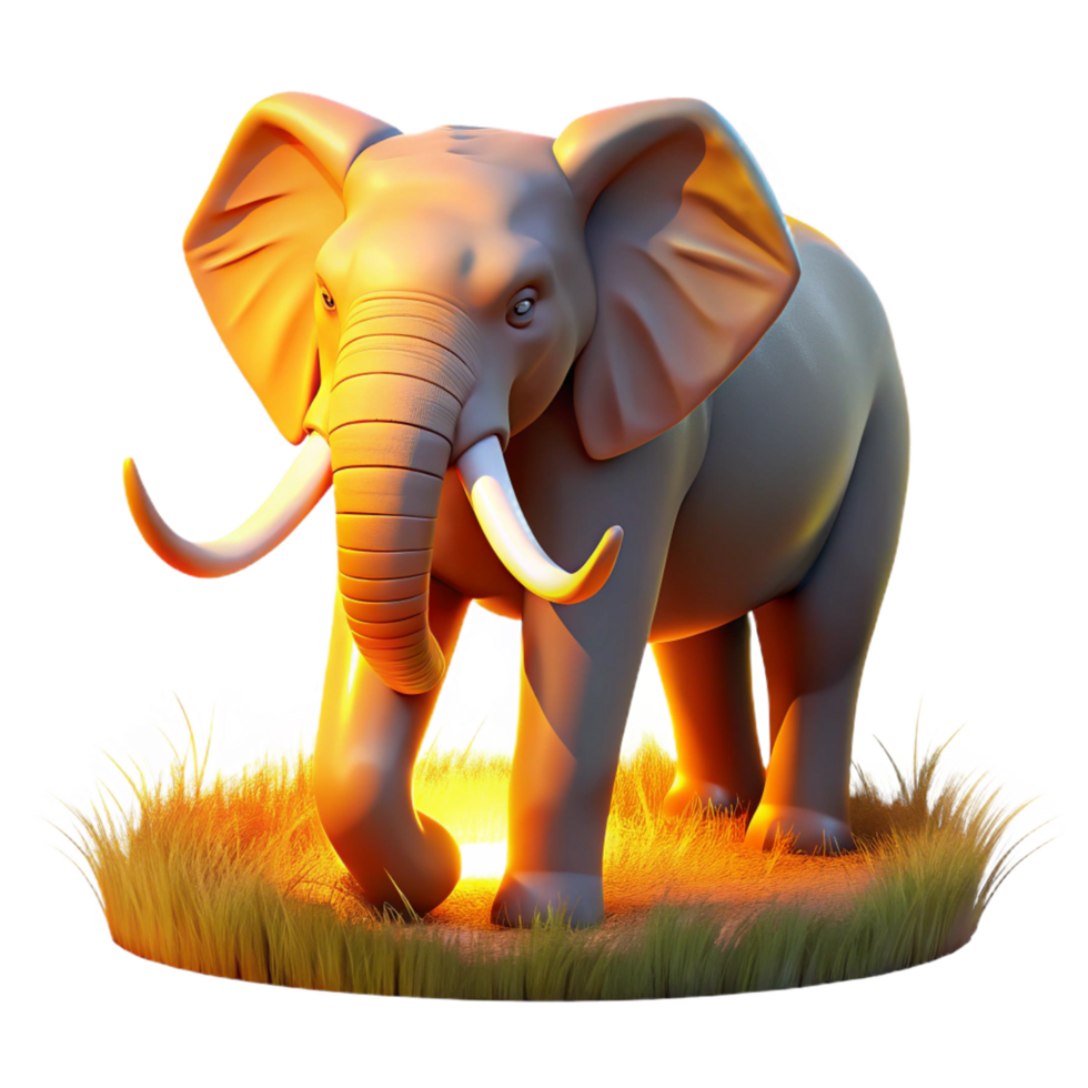 Majestic Elephant in Golden Grassland png