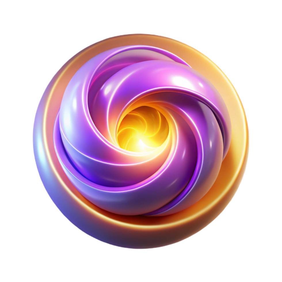 Abstract Swirling Orb 3D Render of a Colorful, Glowing, Spiral Form png