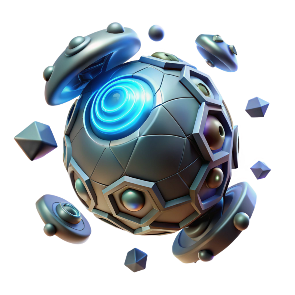 Futuristic Sphere 3D Render of Abstract Geometric Object png