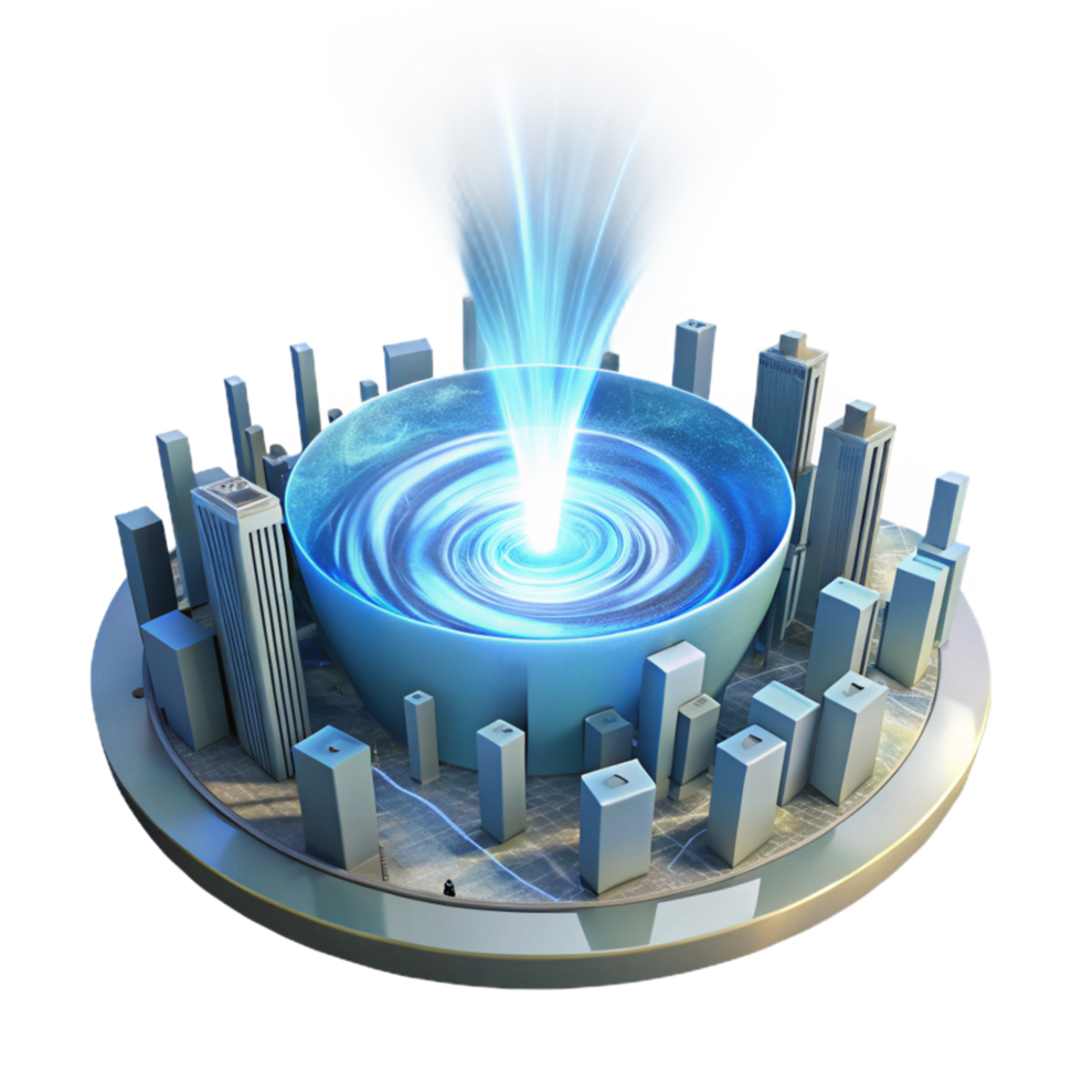 Urban Energy Vortex A Futuristic Cityscape Simulation png
