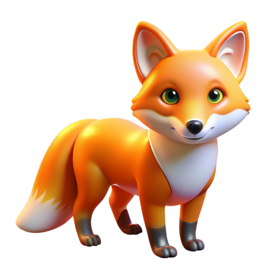 Adorable 3D Render of a Cartoon Fox png