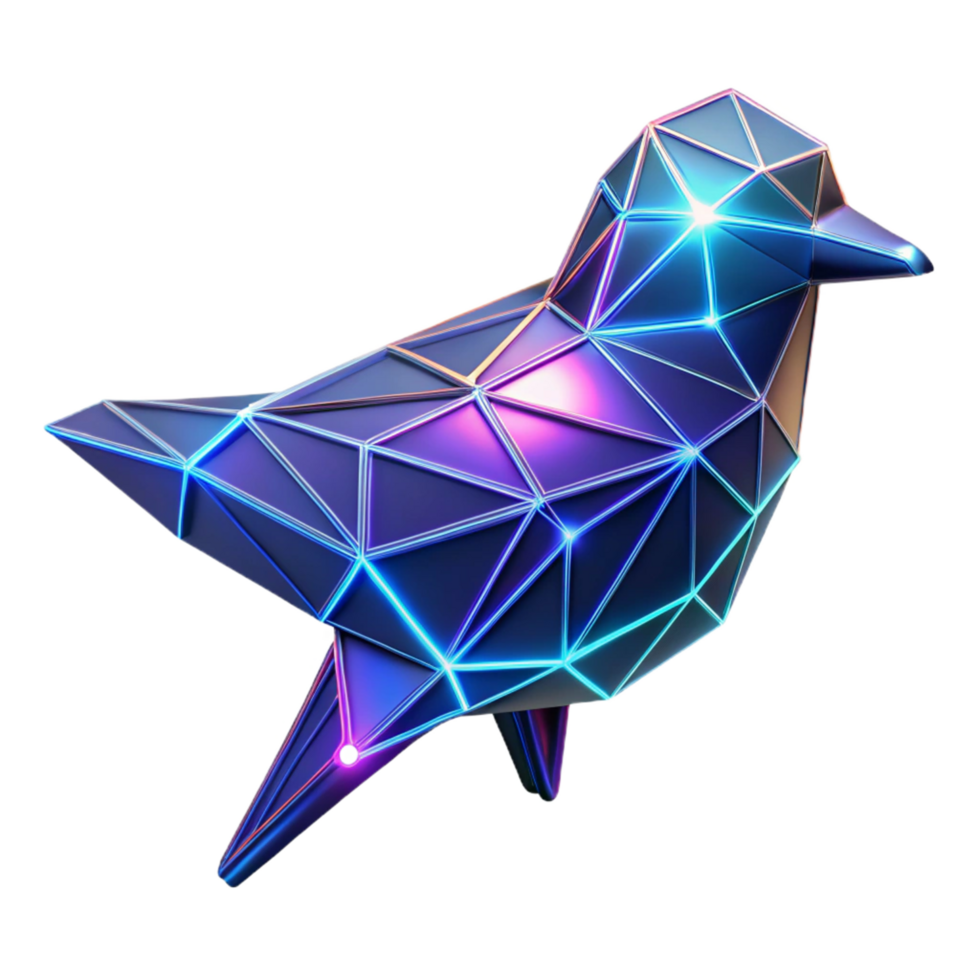 Neon Polygonal Bird Abstract 3D Model png