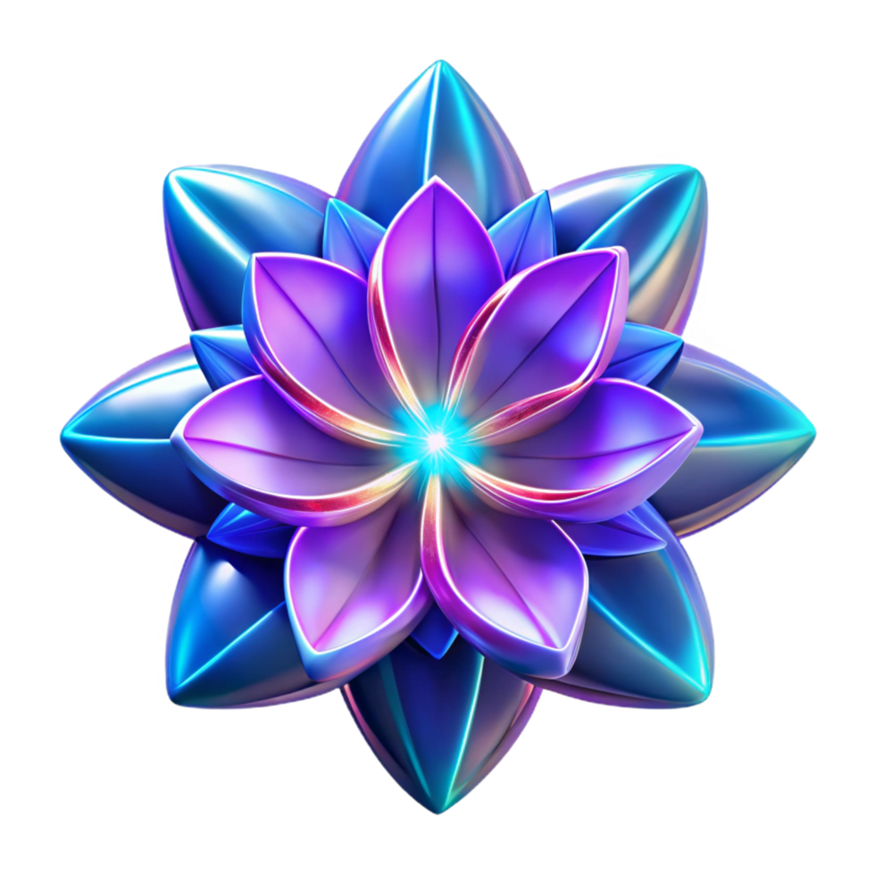 Abstract Neon Flower 3D Render of a Colorful, Iridescent Bloom png