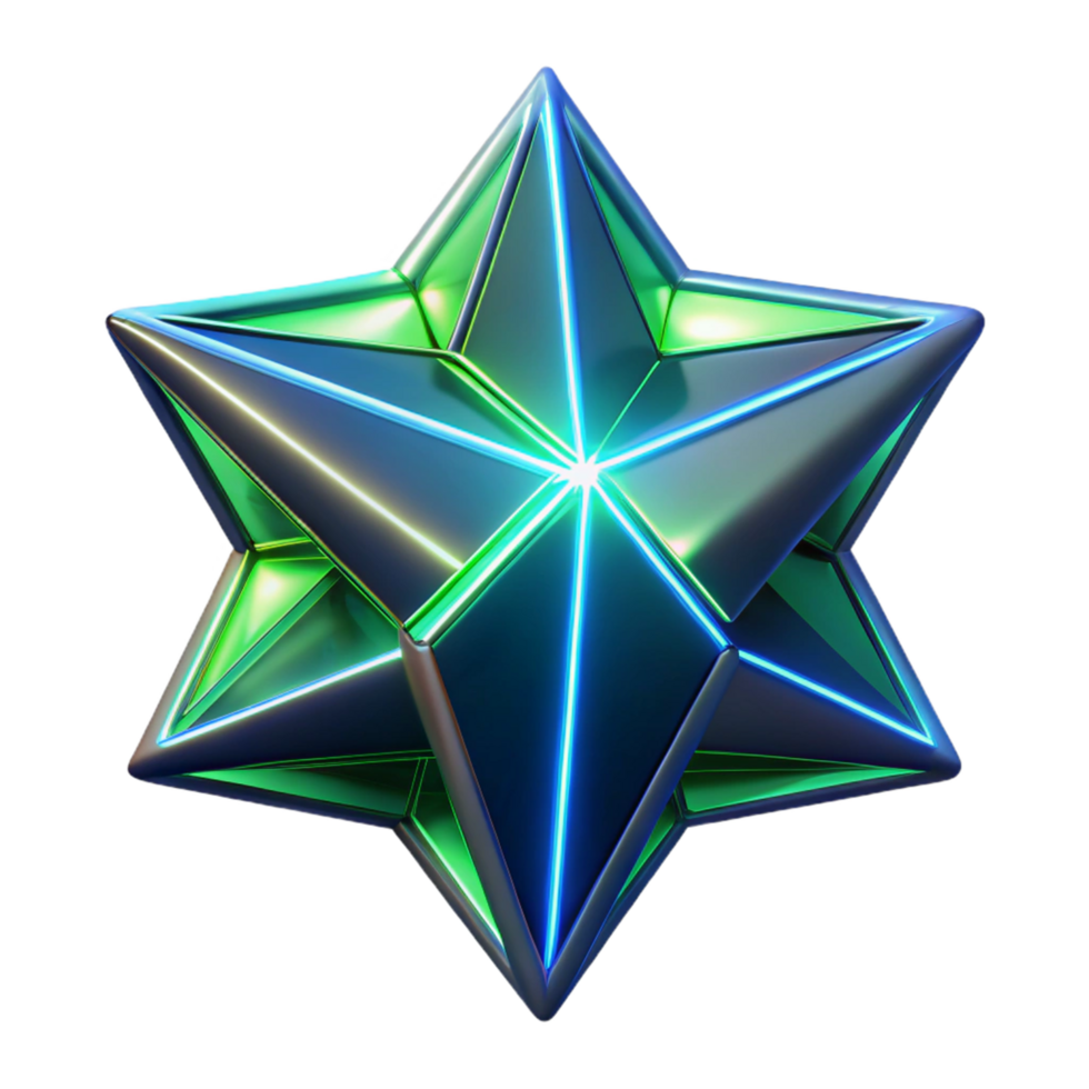 Neon Glowing Star 3D Model png