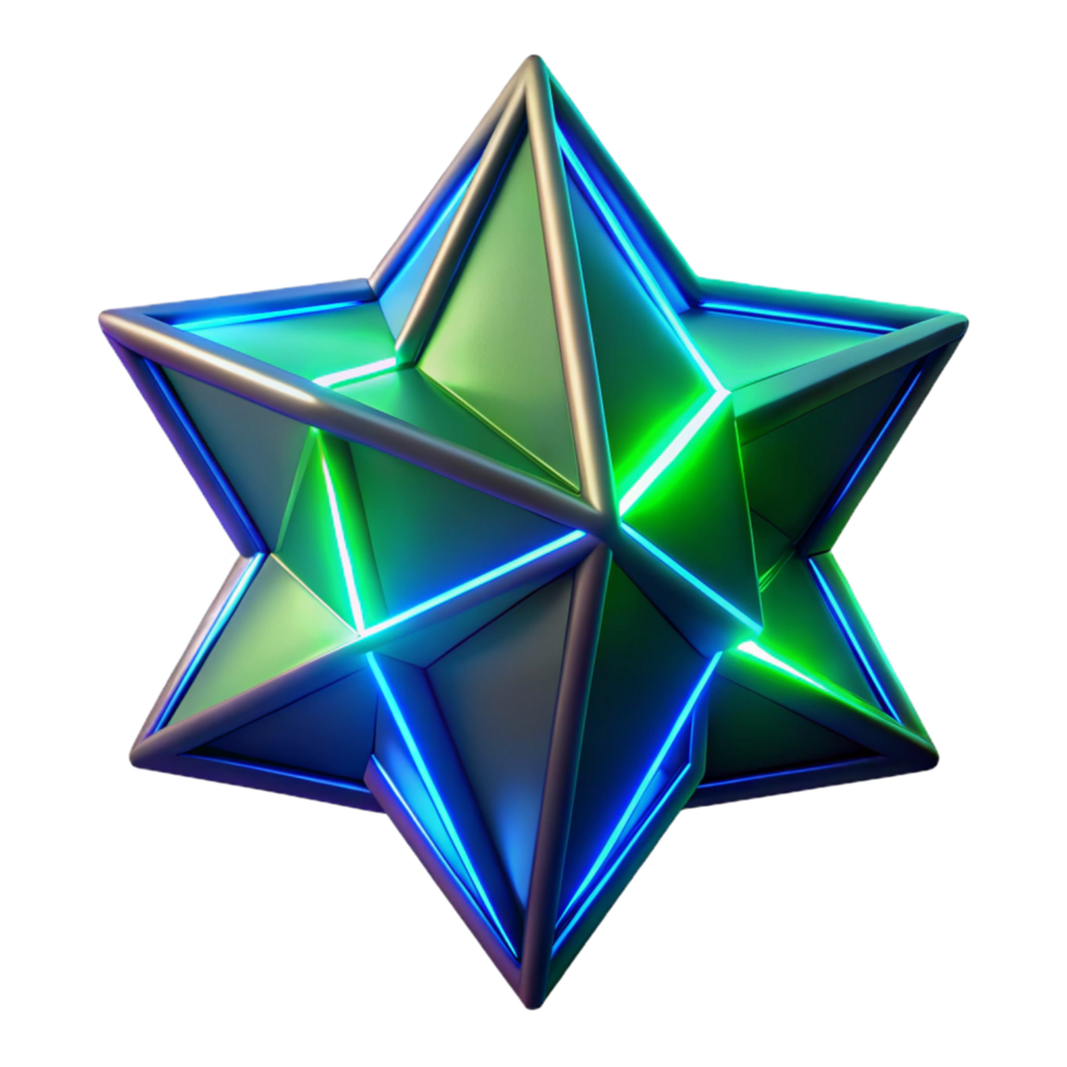 Neon Star 3D Geometric Art png
