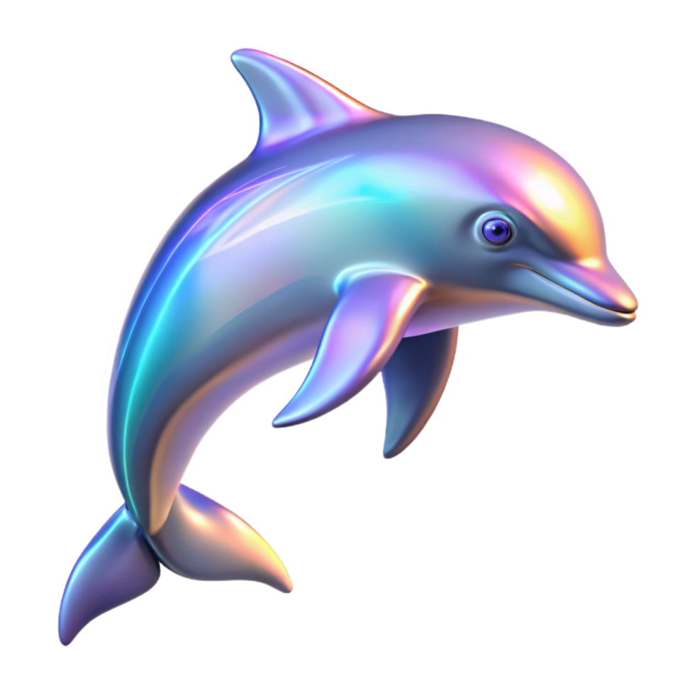Iridescent Dolphin A 3D Render of a Colorful Marine Mammal png