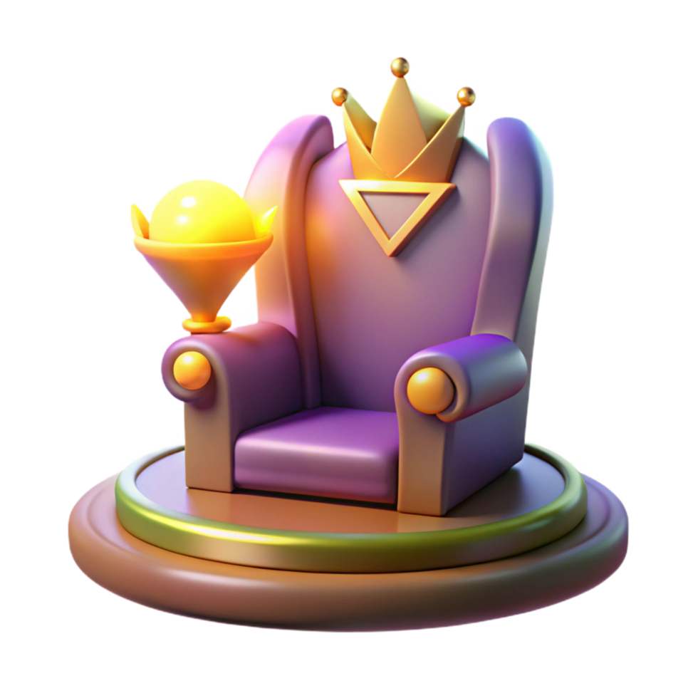 Royal Throne with Crown and Orb 3D Model Render png