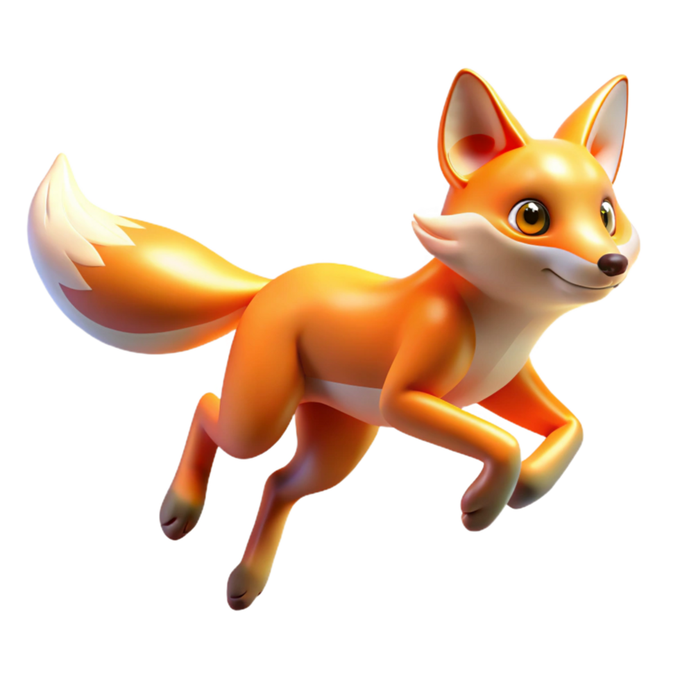 Leaping Fox 3D Render of an Orange Fox in Motion png