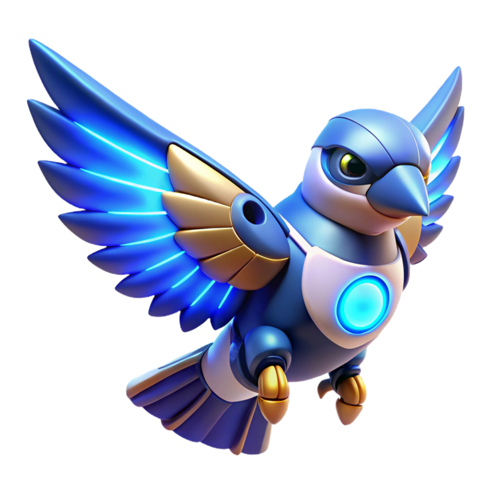 Cybernetic Avian Futuristic Bird Robot in Flight png
