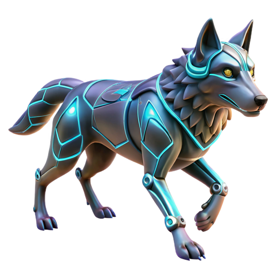 Cybernetic Wolf A Futuristic Canine in Augmented Reality png