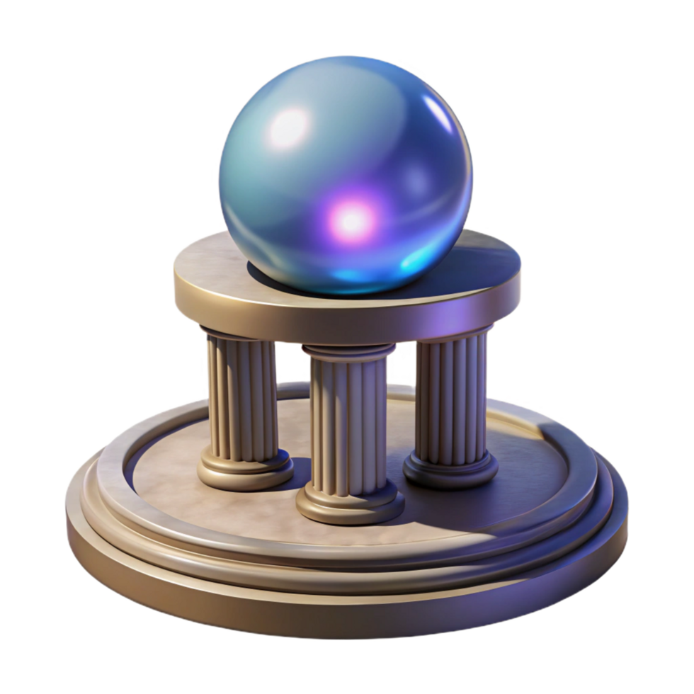 Luminous Orb on Classical Pedestal 3D Render of Mystical Sphere png