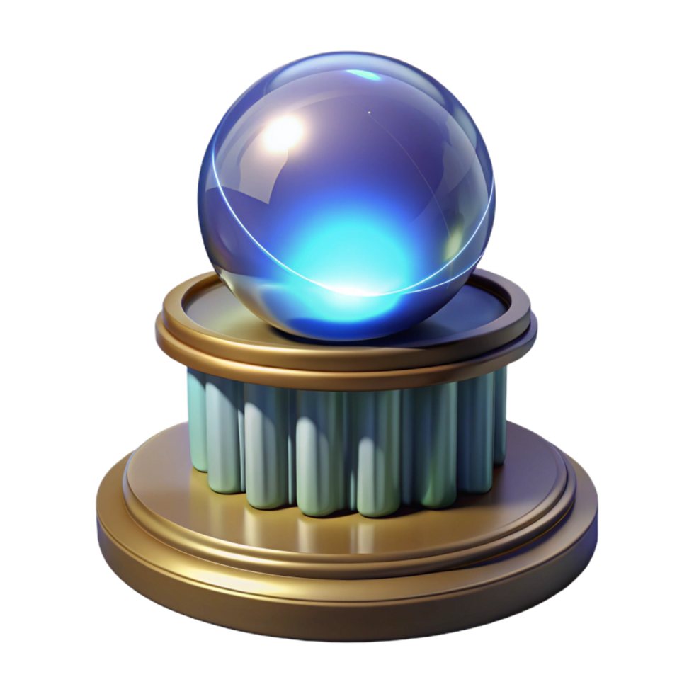 Luminous Orb on Pedestal 3D Render of Abstract Art png