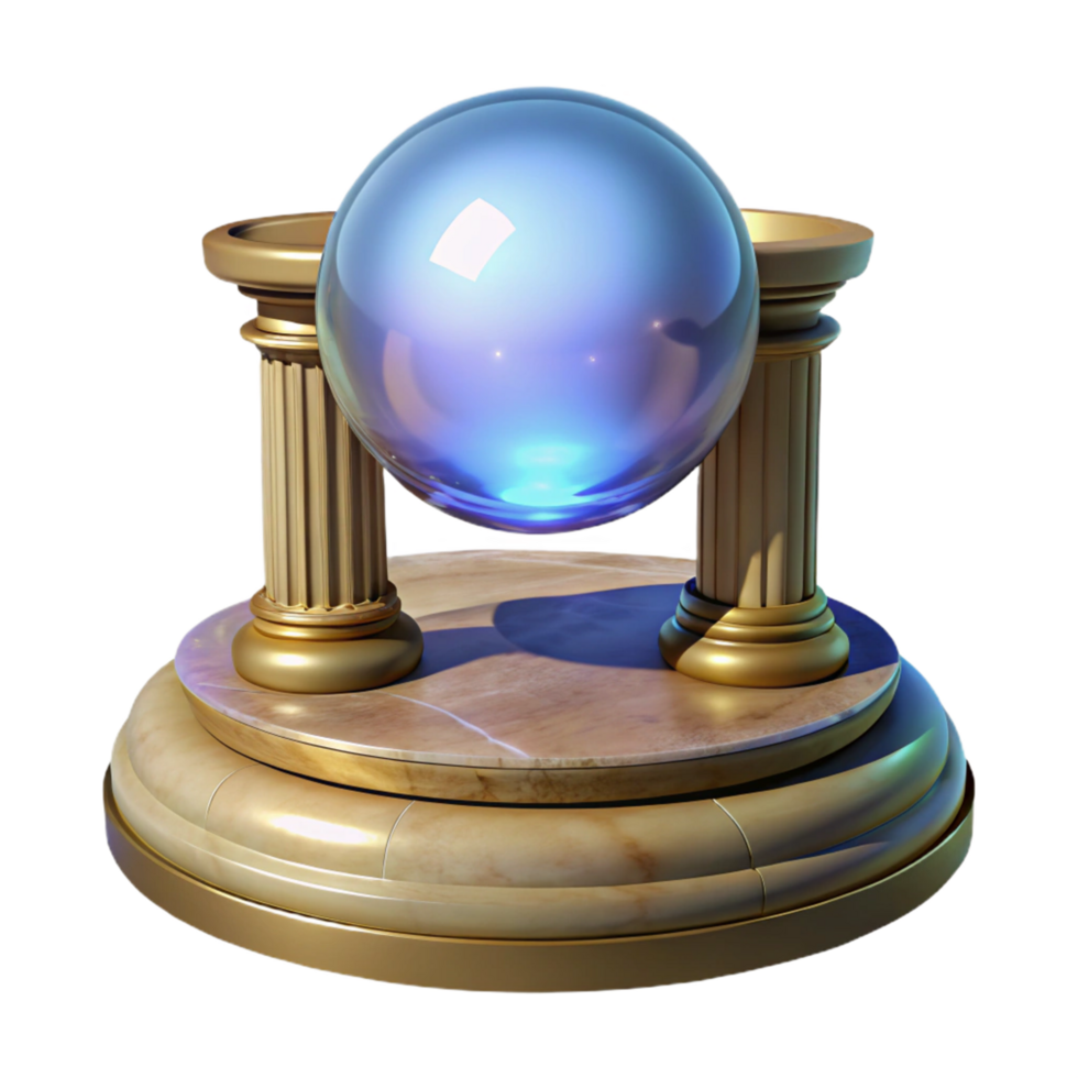 Ancient Columns Supporting a Crystal Ball A Symbol of Prophecy and the Future png
