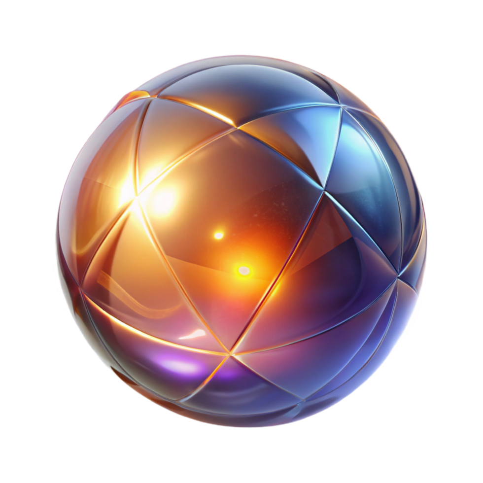 Abstract Sphere Iridescent, Geometric, 3D Render png