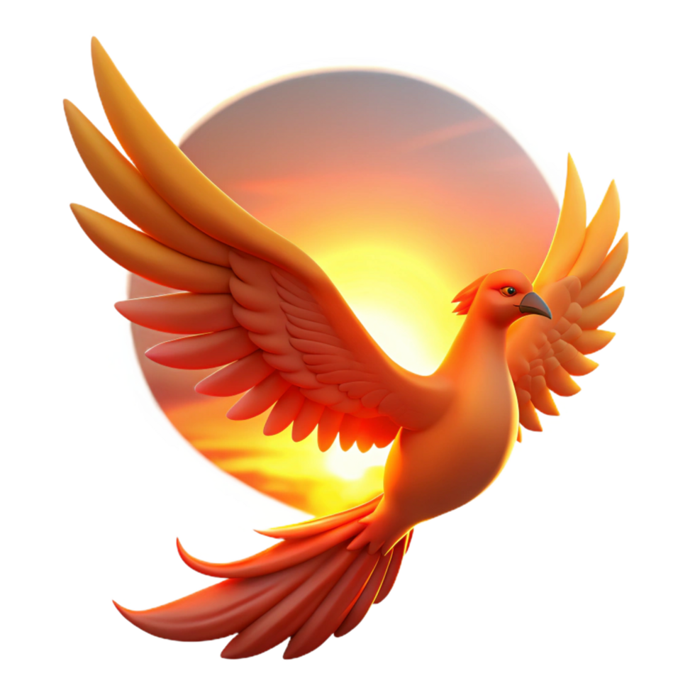 Sunrise Phoenix A 3D Render of a Mythical Bird in Flight png