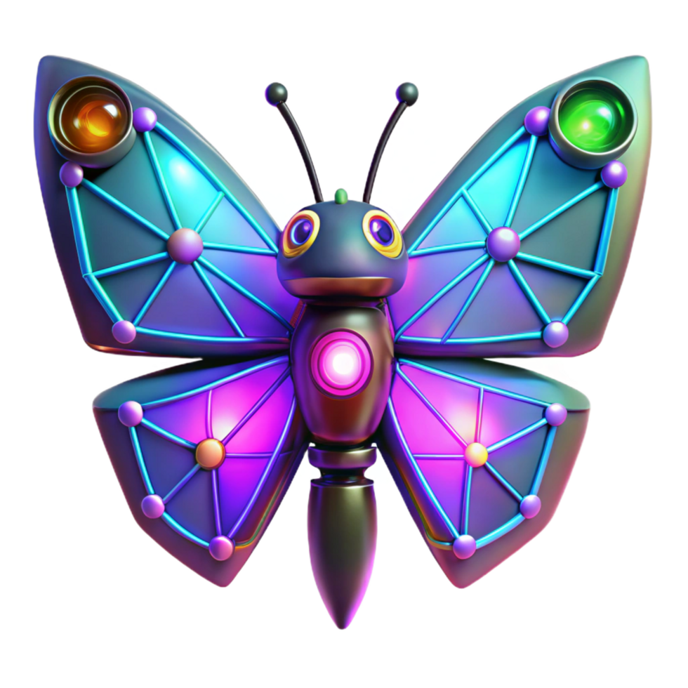 Cybernetic Butterfly A Futuristic Networked Insect png
