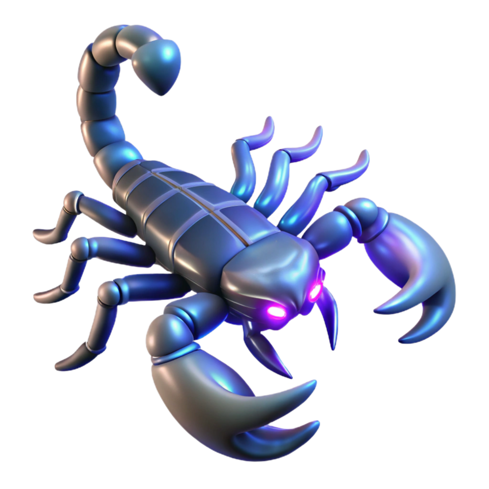 cibernético escorpião 3d render do uma futurista artrópode png