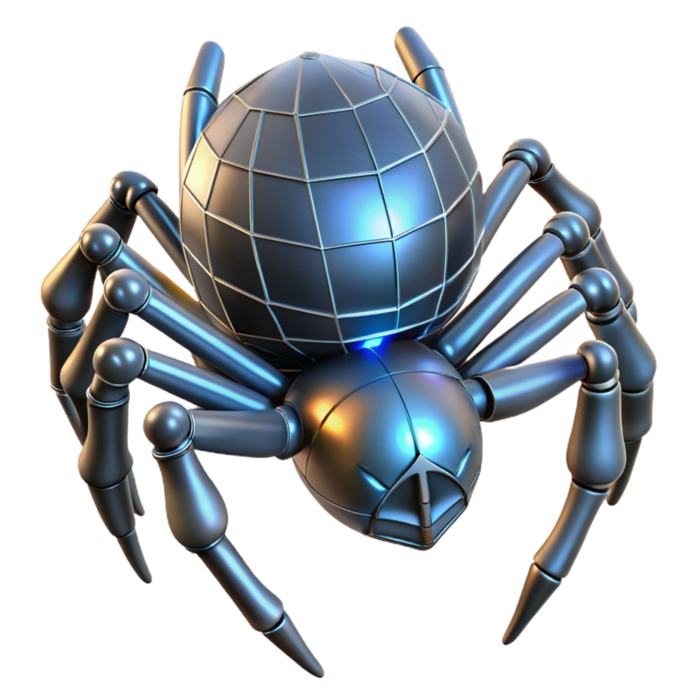 Metallic Spider Robot 3D Render of Geometric Arachnid png