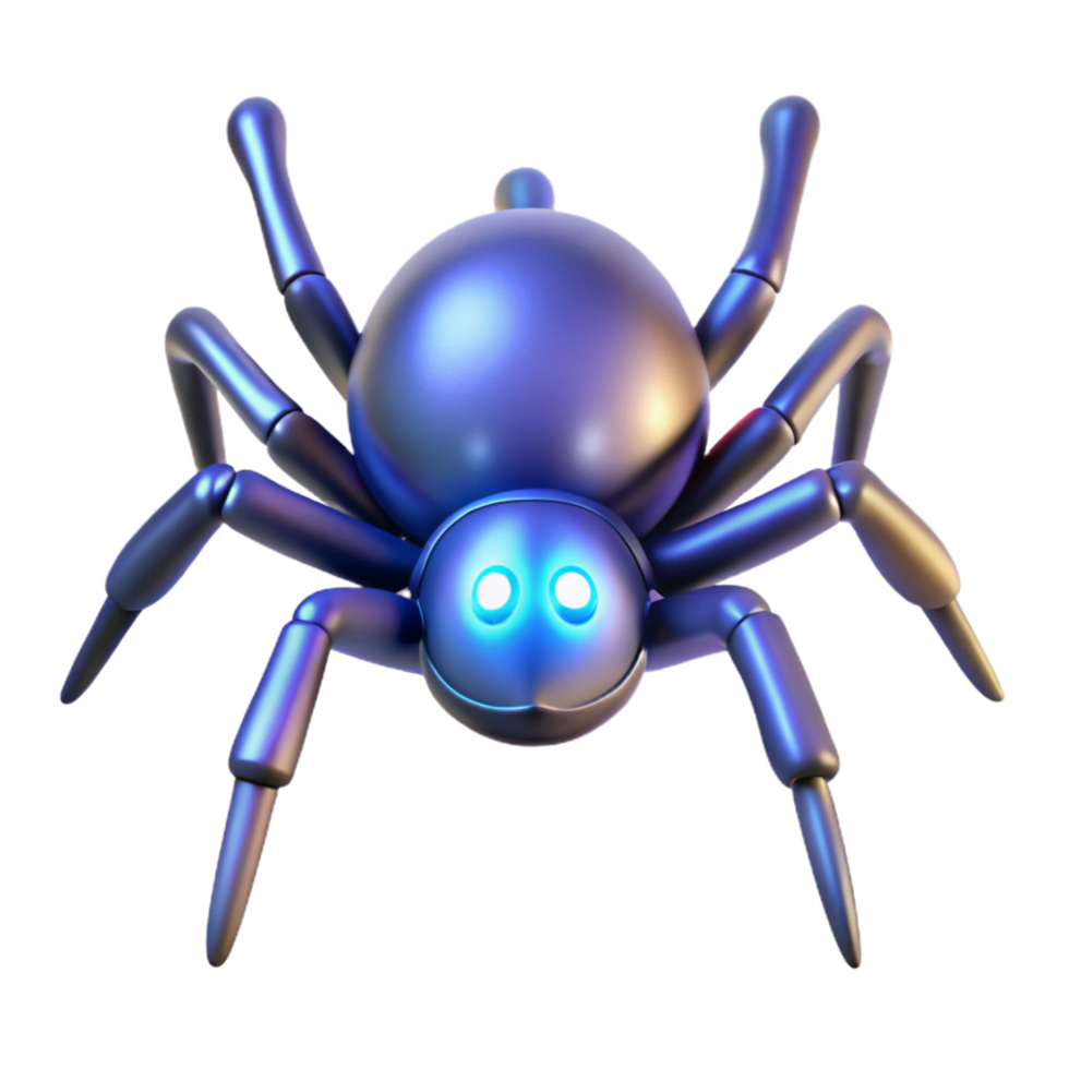3D Render of a Shiny, Eight-Legged Robot Spider png