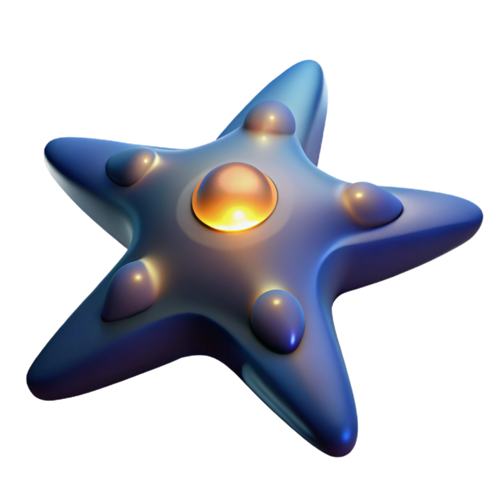 Glowing Star Shape Abstract 3D Render png