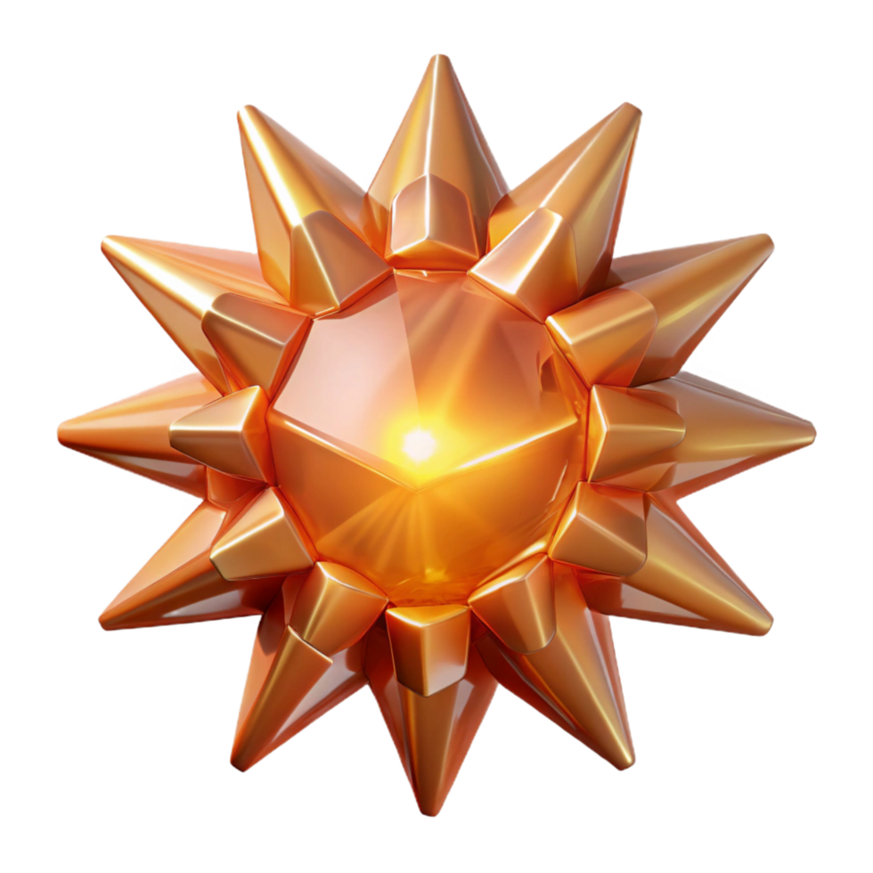 Golden Spiked Orb 3D Render of Abstract Geometric Shape png