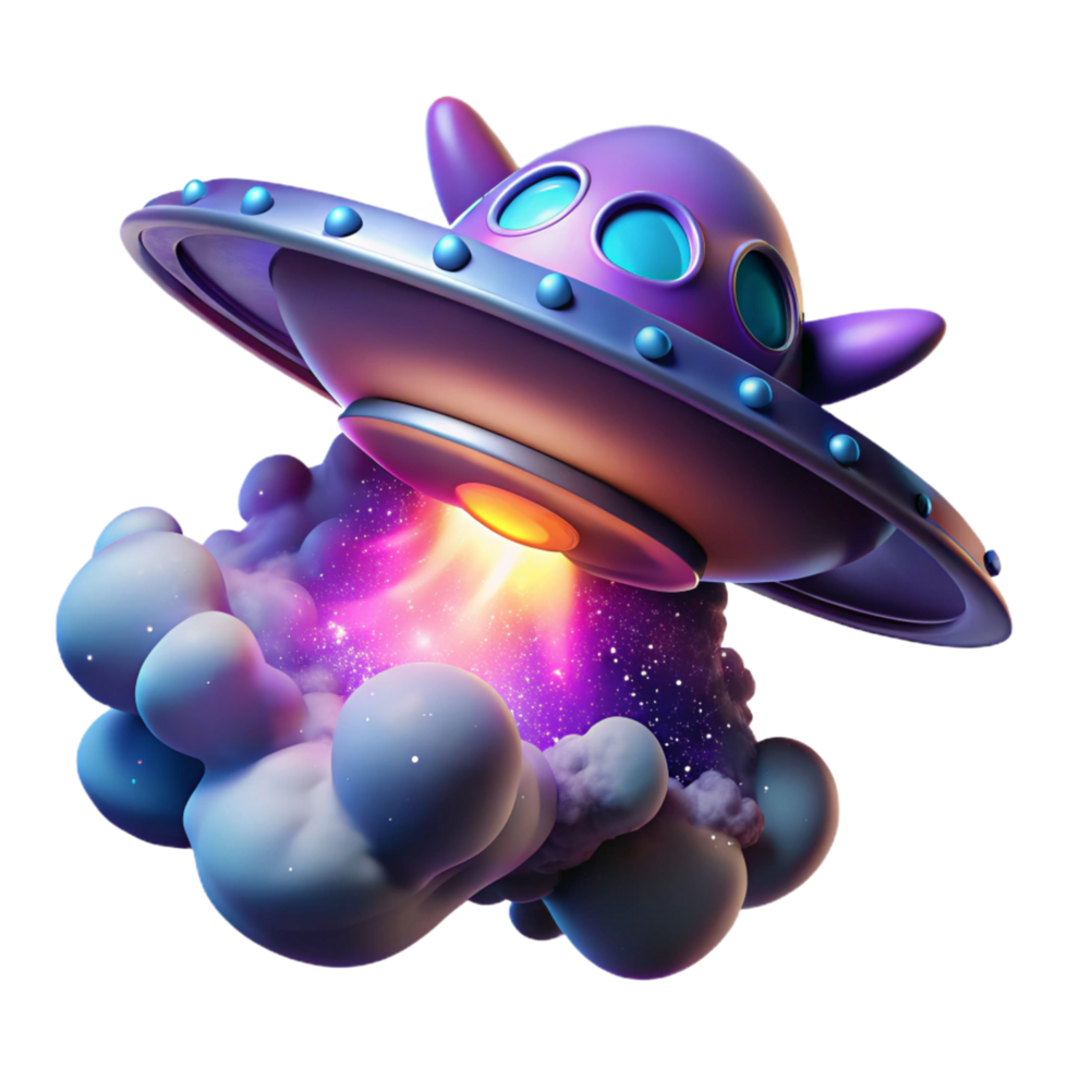 Cosmic Craft A 3D Render of a Spaceship Launching Through Nebula png