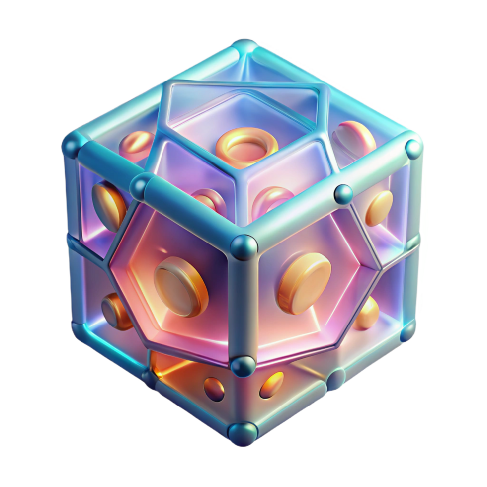 Abstract 3D Render Geometric Cube with Internal Structure png