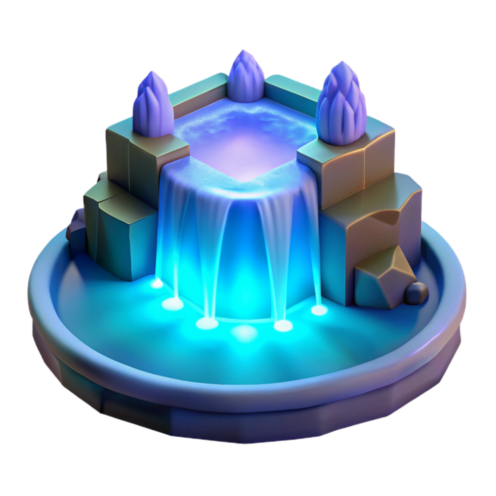 Enchanted Waterfall Fountain 3D Render of Fantasy Water Feature png