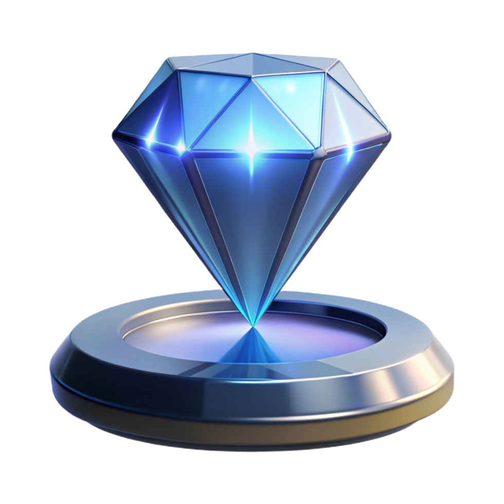 Luminous Gem on Polished Stand 3D Render of a Sparkling Facet png