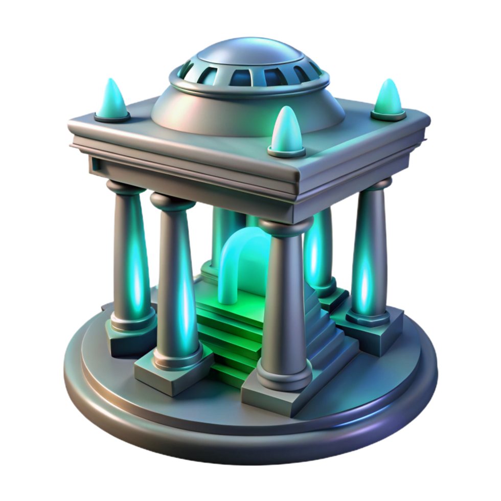 Glowing Temple 3D Render of Ancient Architecture with Steps and Pillars png