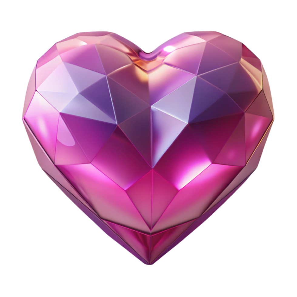 Geometric Pink Heart A 3D Render of a Faceted Crystal Heart png
